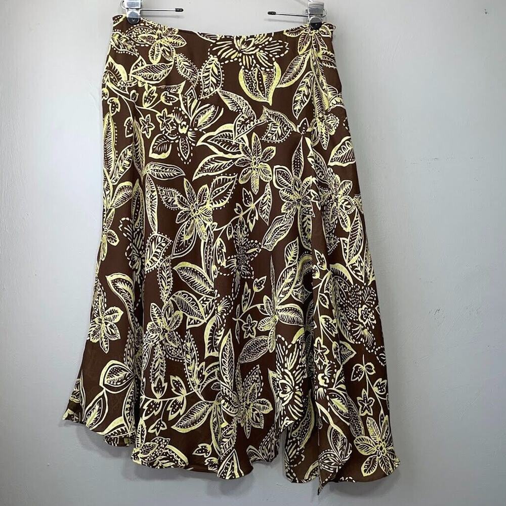 Intriguing Threads Size XL Brown Green Asymmetrical Skirt Fairy Romantic Y2K